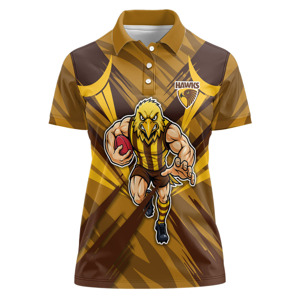Hawthorn Hawks Australian Football Women Polo Shirt Fierce Bird Mascot - Bold Team Colors