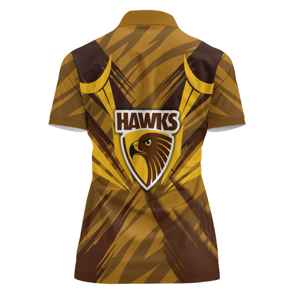 Hawthorn Hawks Australian Football Women Polo Shirt Fierce Bird Mascot - Bold Team Colors