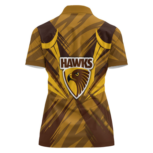 Hawthorn Hawks Australian Football Women Polo Shirt Fierce Bird Mascot - Bold Team Colors