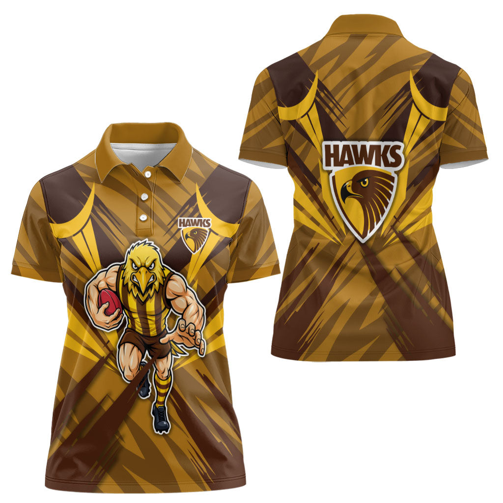 Hawthorn Hawks Australian Football Women Polo Shirt Fierce Bird Mascot - Bold Team Colors