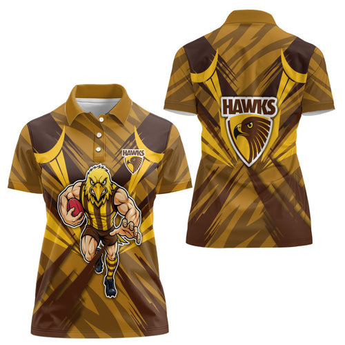 Hawthorn Hawks Australian Football Women Polo Shirt Fierce Bird Mascot - Bold Team Colors