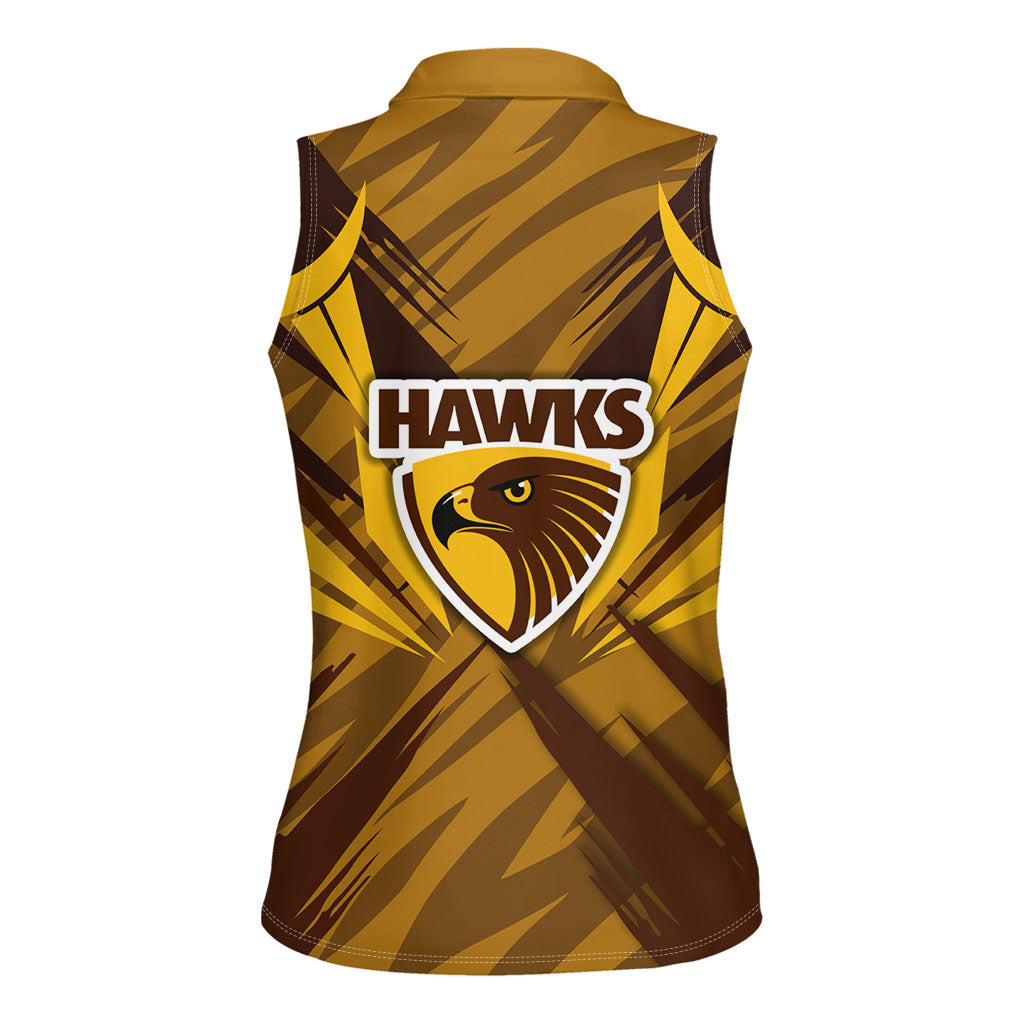 Hawthorn Hawks Australian Football Women Sleeveless Polo Shirt Fierce Bird Mascot - Bold Team Colors