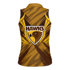 Hawthorn Hawks Australian Football Women Sleeveless Polo Shirt Fierce Bird Mascot - Bold Team Colors