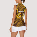 Hawthorn Hawks Australian Football Women Sleeveless Polo Shirt Fierce Bird Mascot - Bold Team Colors