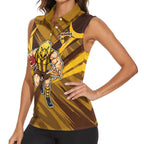 Hawthorn Hawks Australian Football Women Sleeveless Polo Shirt Fierce Bird Mascot - Bold Team Colors