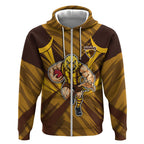 Hawthorn Hawks Australian Football Zip Hoodie Fierce Bird Mascot - Bold Team Colors