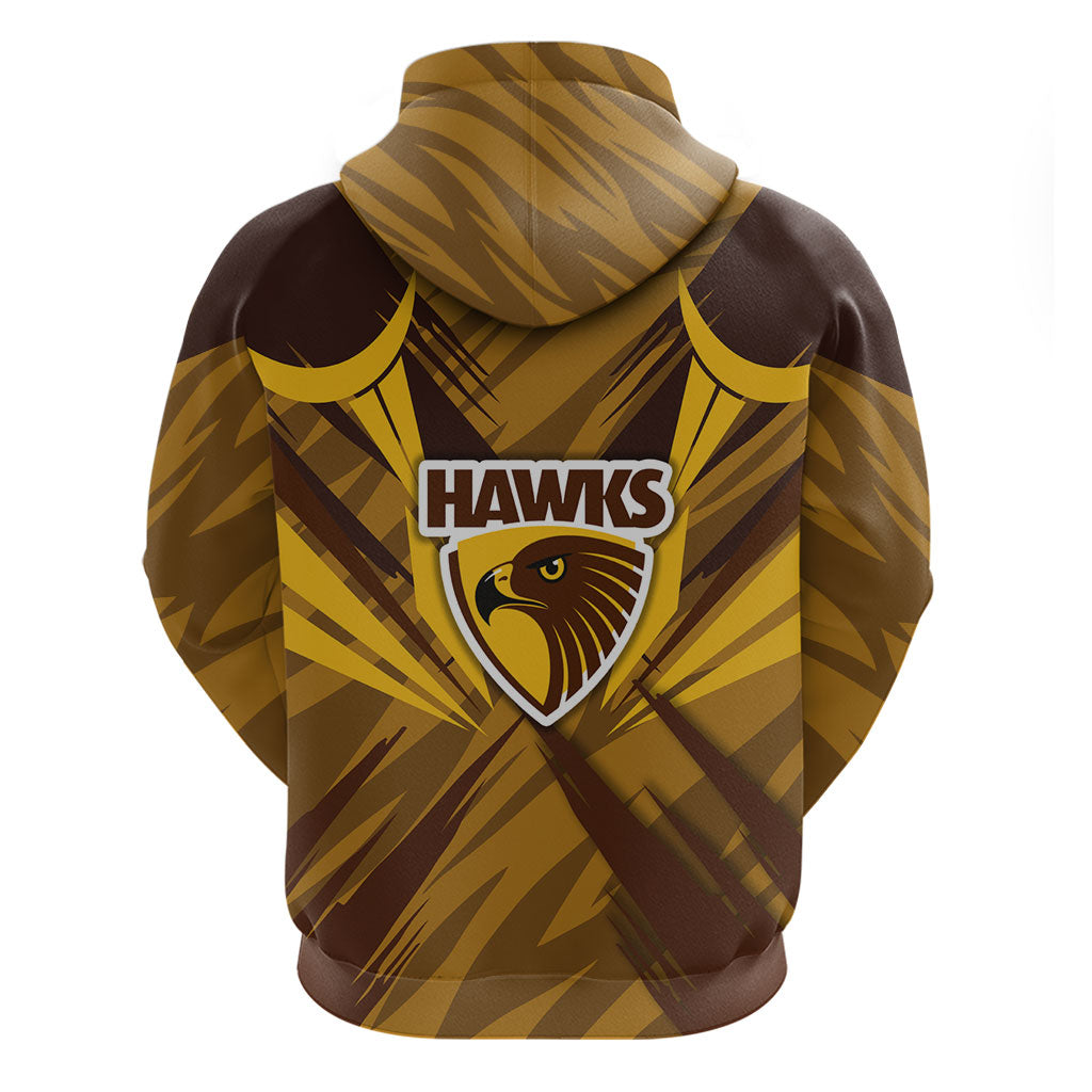 Hawthorn Hawks Australian Football Zip Hoodie Fierce Bird Mascot - Bold Team Colors