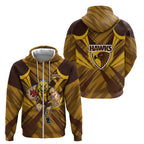 Hawthorn Hawks Australian Football Zip Hoodie Fierce Bird Mascot - Bold Team Colors