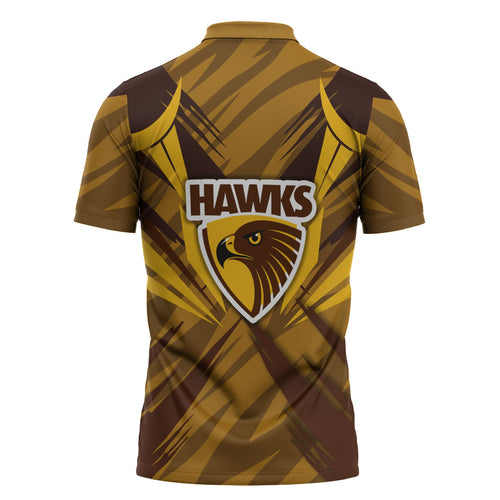 Hawthorn Hawks Australian Football Zipper Polo Shirt Fierce Bird Mascot - Bold Team Colors