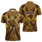 Hawthorn Hawks Australian Football Zipper Polo Shirt Fierce Bird Mascot - Bold Team Colors