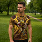 Hawthorn Hawks Australian Football Zipper Polo Shirt Fierce Bird Mascot - Bold Team Colors