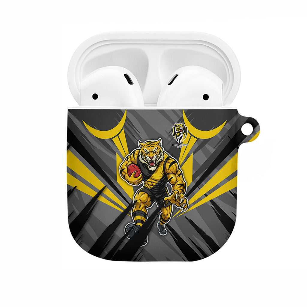 Richmond Tigers Australian Football AirPods Case Fierce Tiger Mascot - Bold Team Colors