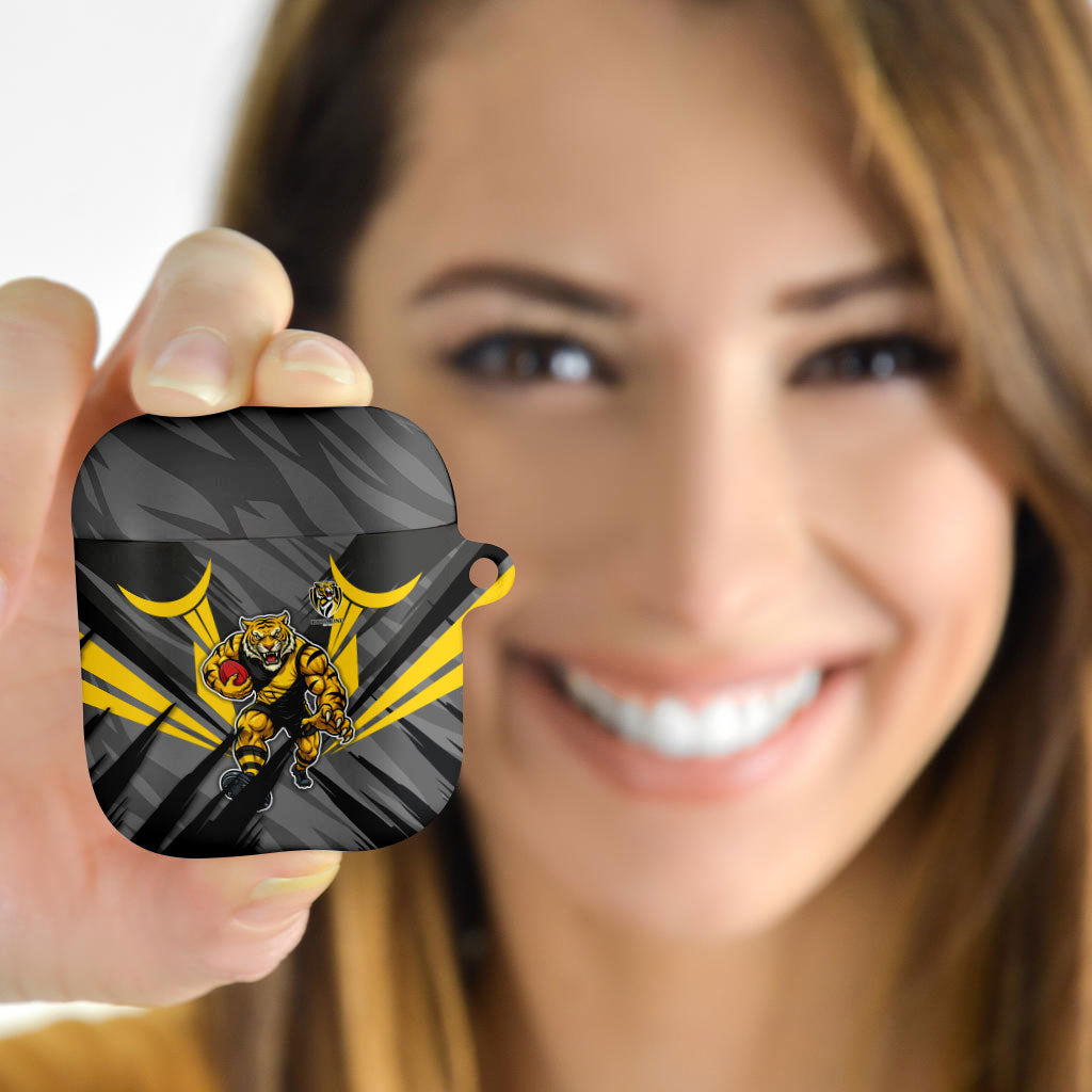 Richmond Tigers Australian Football AirPods Case Fierce Tiger Mascot - Bold Team Colors