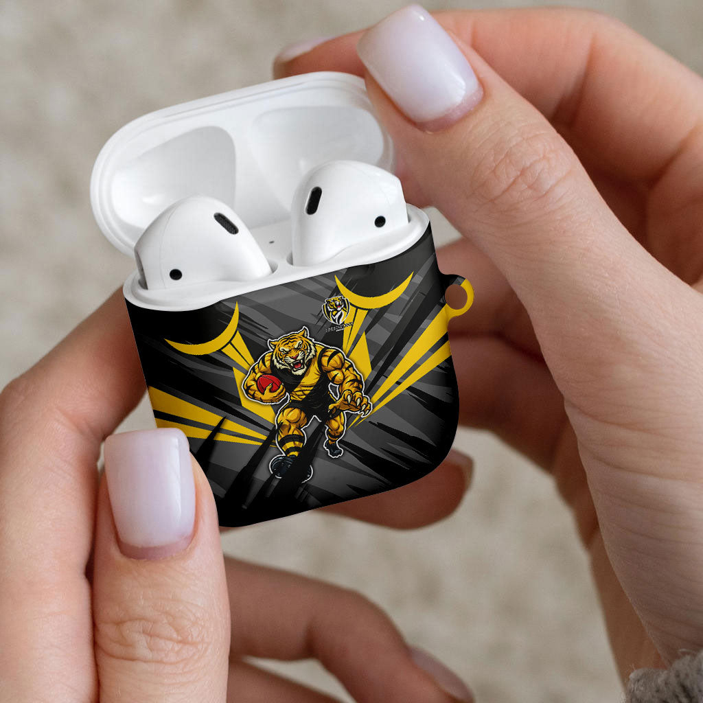 Richmond Tigers Australian Football AirPods Case Fierce Tiger Mascot - Bold Team Colors