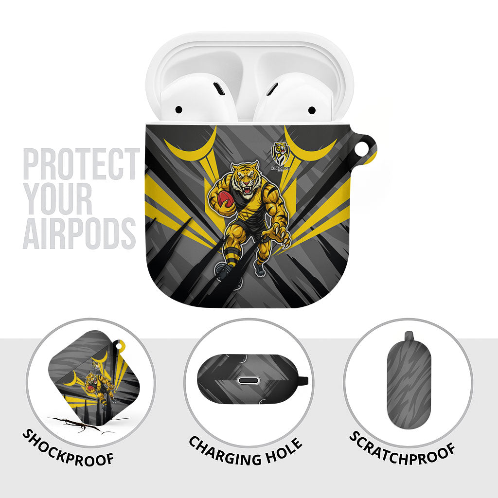 Richmond Tigers Australian Football AirPods Case Fierce Tiger Mascot - Bold Team Colors