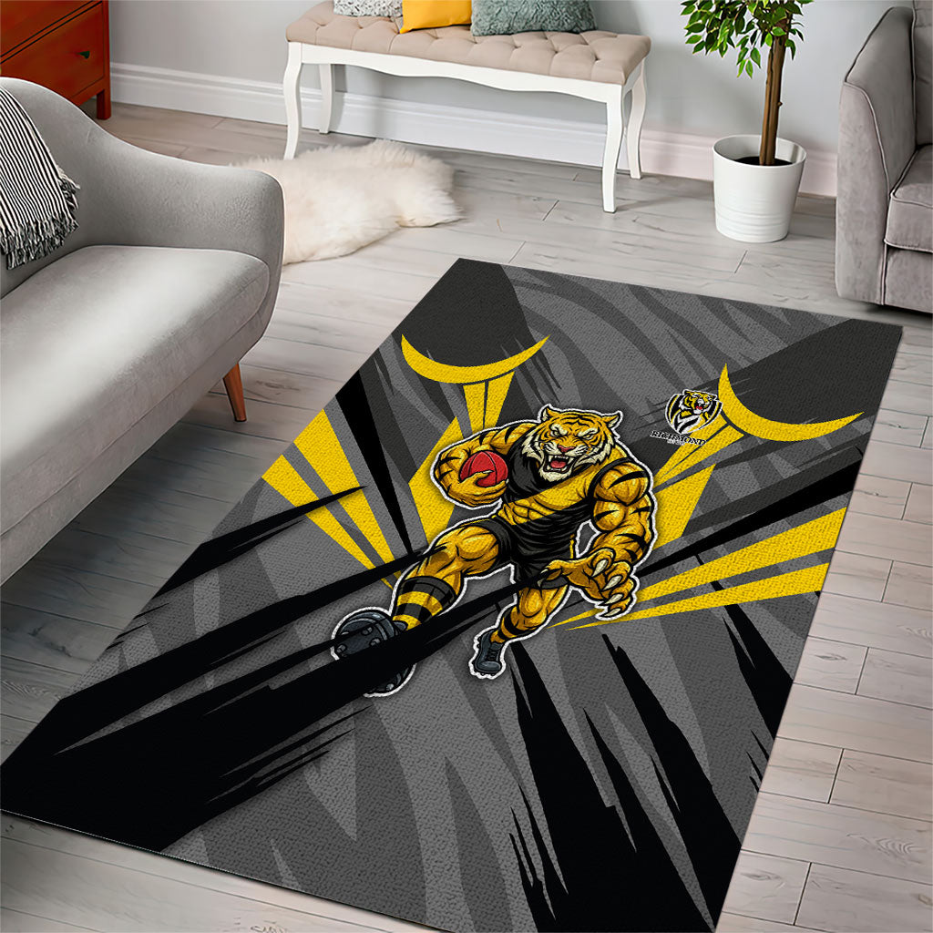 Richmond Tigers Australian Football Area Rug Fierce Tiger Mascot - Bold Team Colors