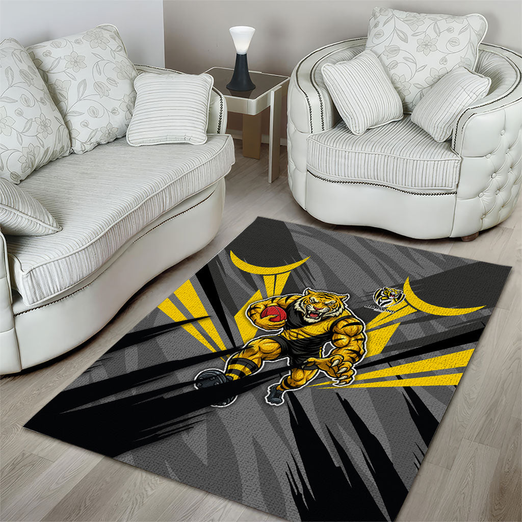 Richmond Tigers Australian Football Area Rug Fierce Tiger Mascot - Bold Team Colors