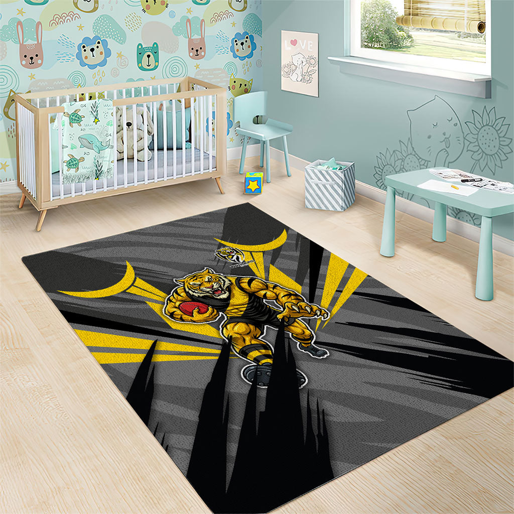 Richmond Tigers Australian Football Area Rug Fierce Tiger Mascot - Bold Team Colors