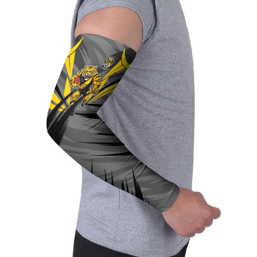 Richmond Tigers Australian Football Arm Sleeves Fierce Tiger Mascot - Bold Team Colors
