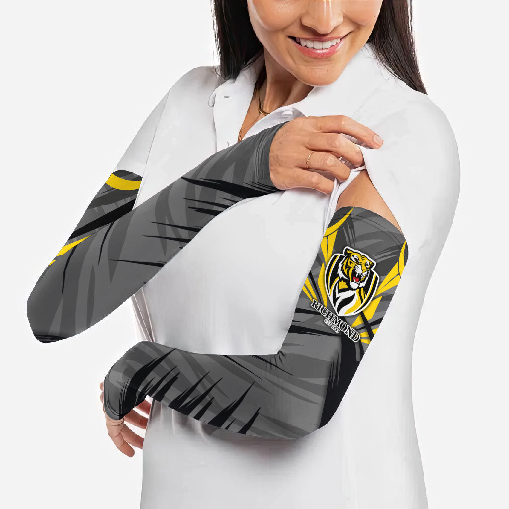 Richmond Tigers Australian Football Arm Sleeves Fierce Tiger Mascot - Bold Team Colors