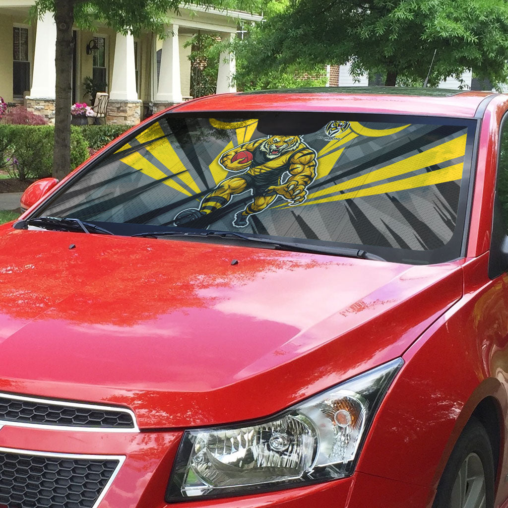 Richmond Tigers Australian Football Auto Sun Shade Fierce Tiger Mascot - Bold Team Colors