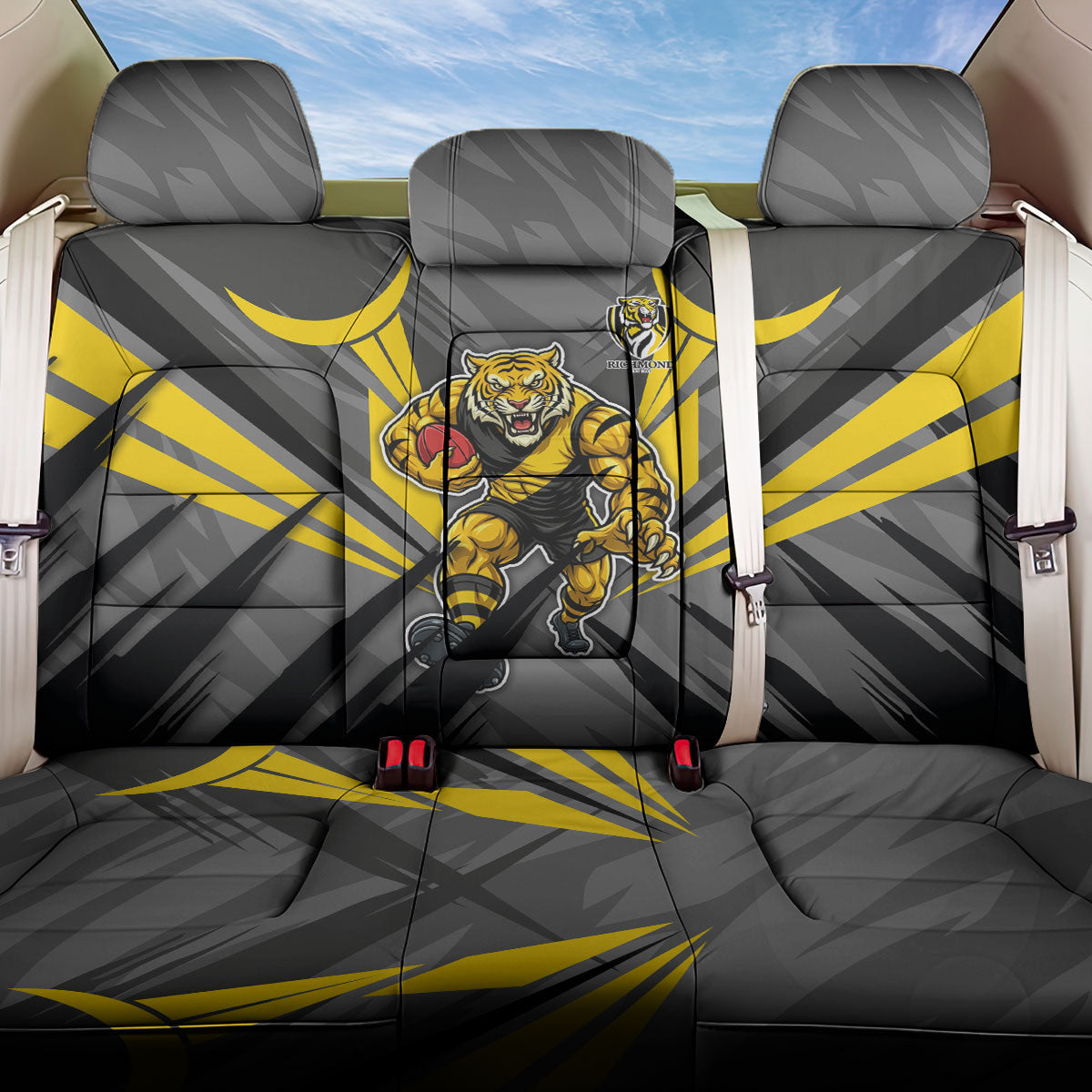 Richmond Tigers Australian Football Back Car Seat Cover Fierce Tiger Mascot - Bold Team Colors