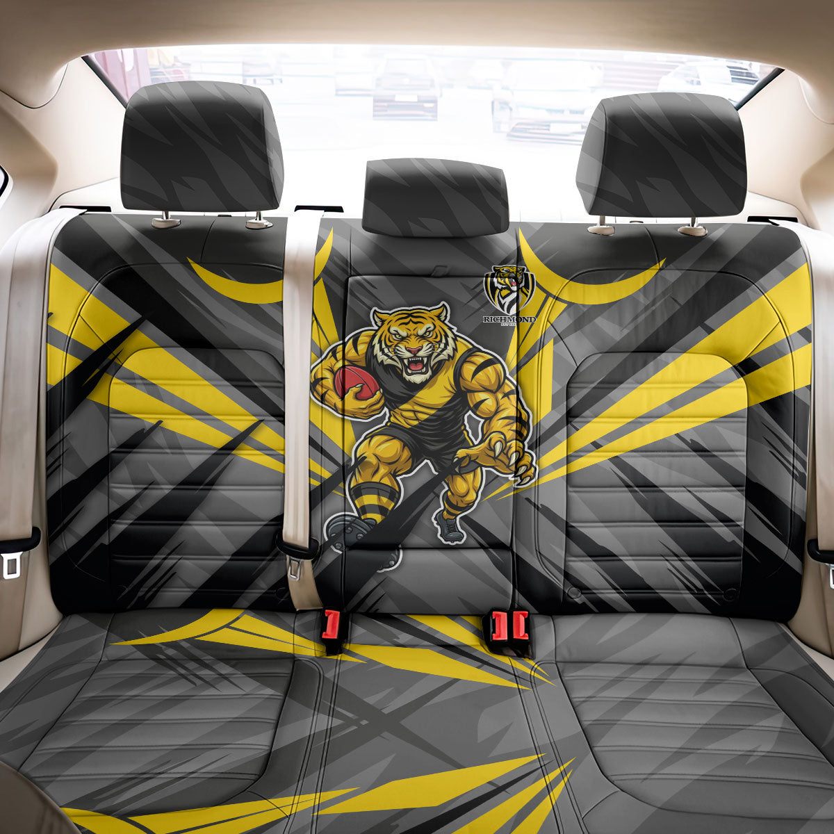 Richmond Tigers Australian Football Back Car Seat Cover Fierce Tiger Mascot - Bold Team Colors
