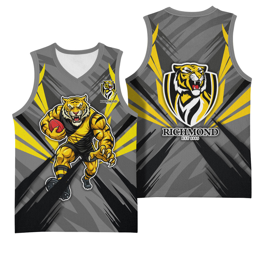 Richmond Tigers Australian Football Basketball Jersey Fierce Tiger Mascot - Bold Team Colors