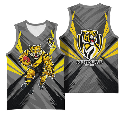 Richmond Tigers Australian Football Basketball Jersey Fierce Tiger Mascot - Bold Team Colors
