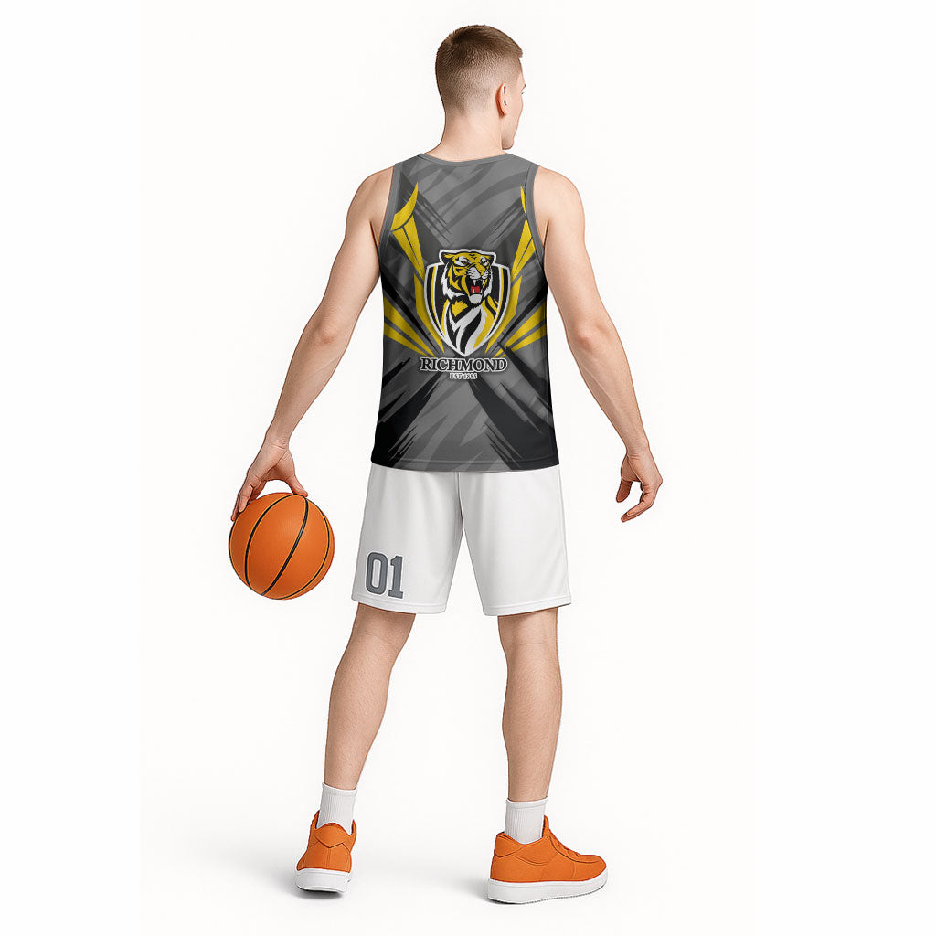 Richmond Tigers Australian Football Basketball Jersey Fierce Tiger Mascot - Bold Team Colors