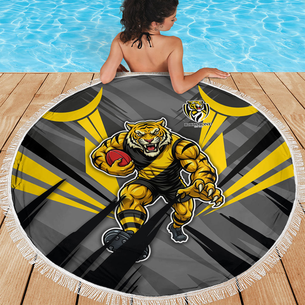 Richmond Tigers Australian Football Beach Blanket Fierce Tiger Mascot - Bold Team Colors