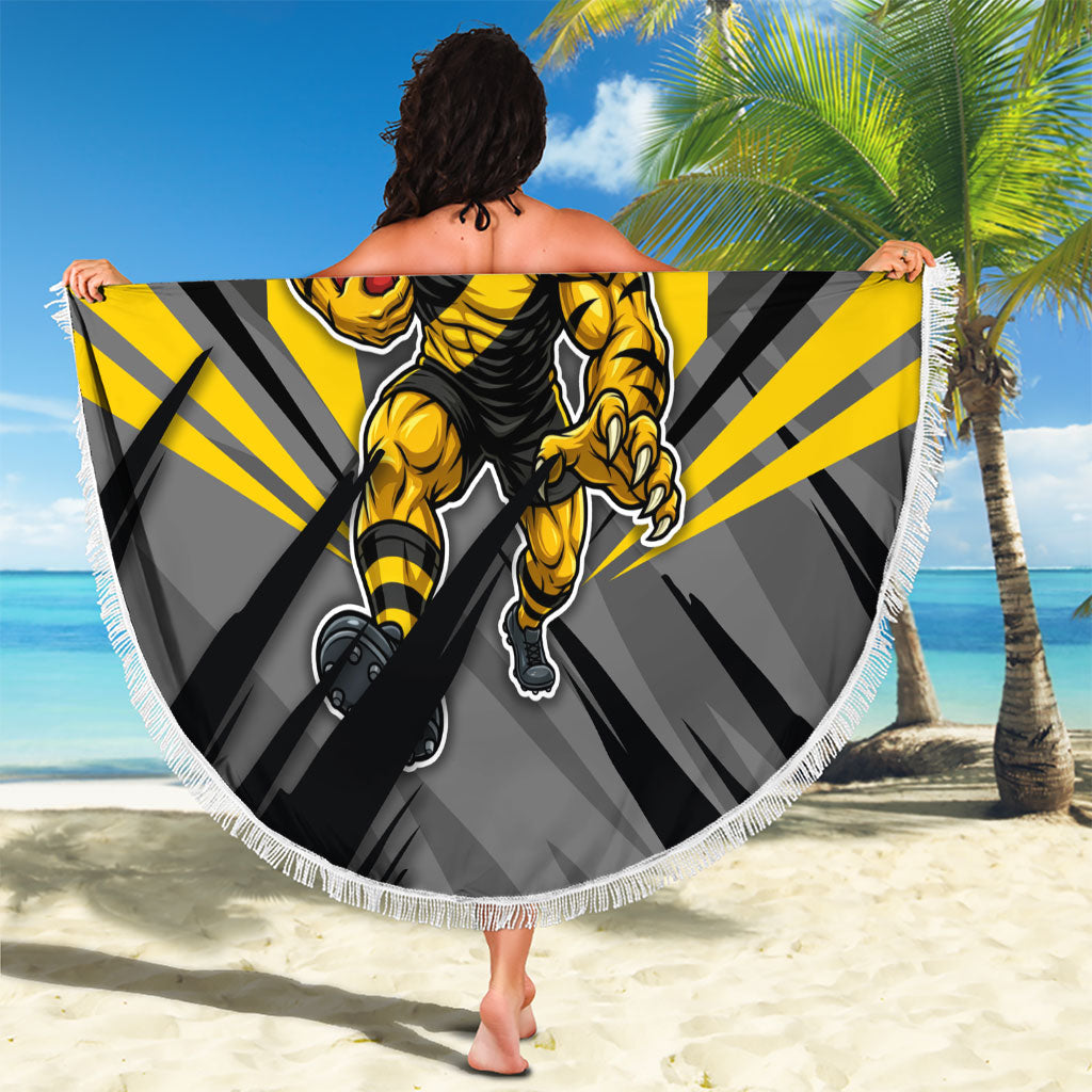Richmond Tigers Australian Football Beach Blanket Fierce Tiger Mascot - Bold Team Colors