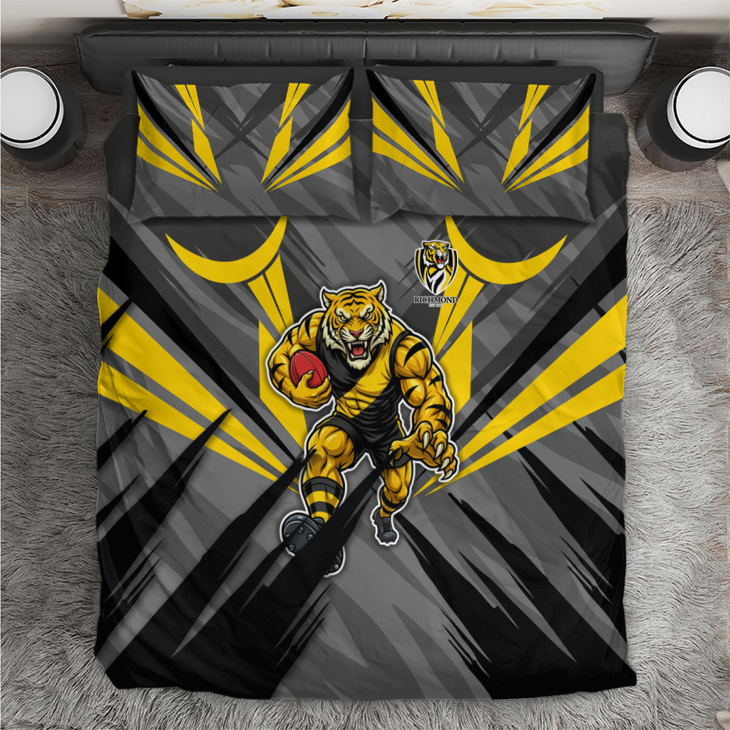 Richmond Tigers Australian Football Bedding Set Fierce Tiger Mascot - Bold Team Colors