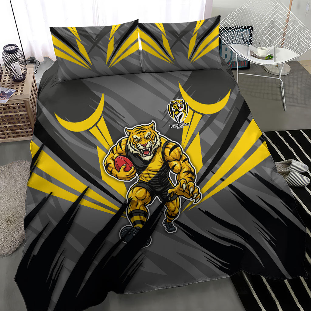Richmond Tigers Australian Football Bedding Set Fierce Tiger Mascot - Bold Team Colors