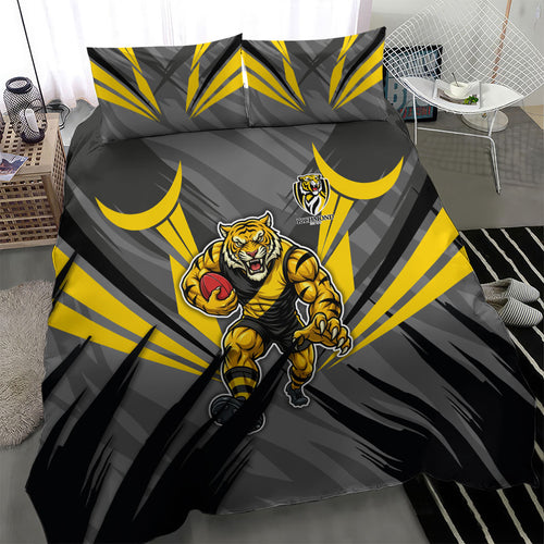 Richmond Tigers Australian Football Bedding Set Fierce Tiger Mascot - Bold Team Colors