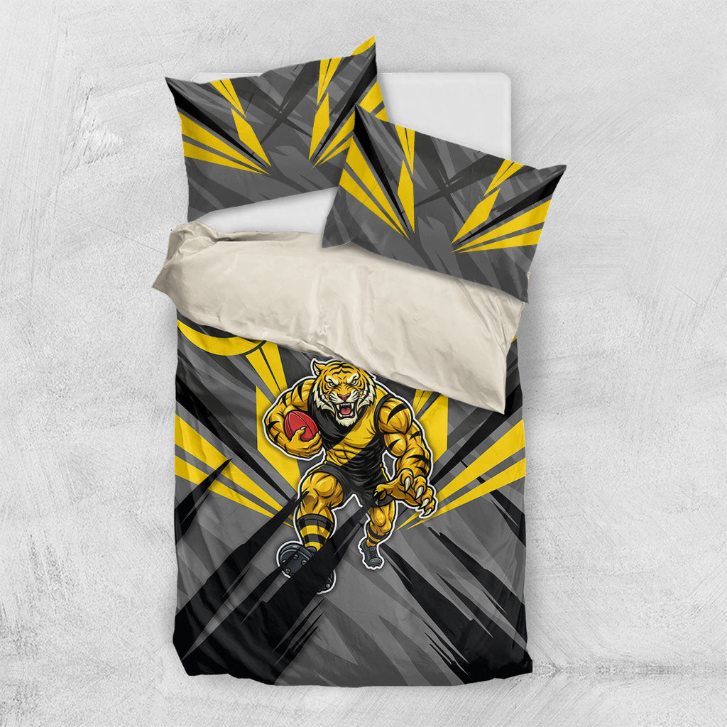 Richmond Tigers Australian Football Bedding Set Fierce Tiger Mascot - Bold Team Colors