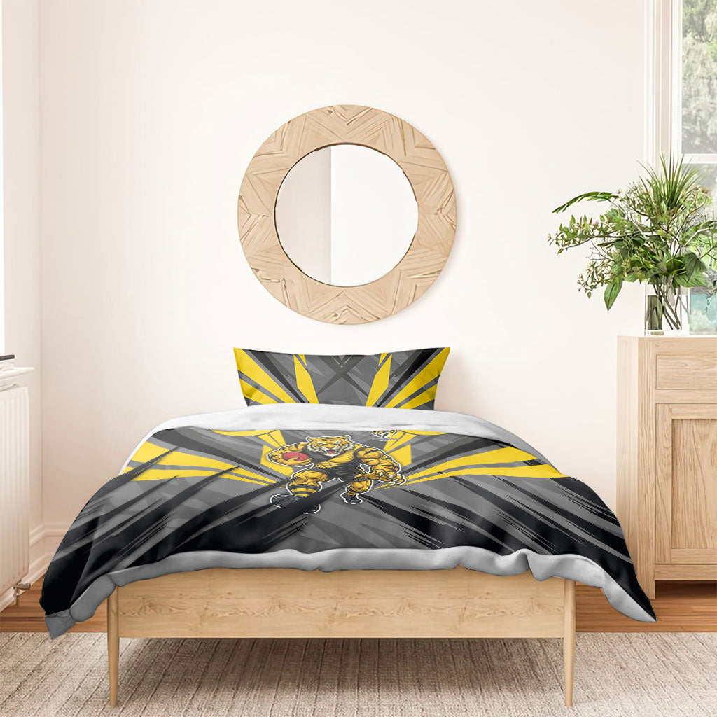 Richmond Tigers Australian Football Bedding Set Fierce Tiger Mascot - Bold Team Colors