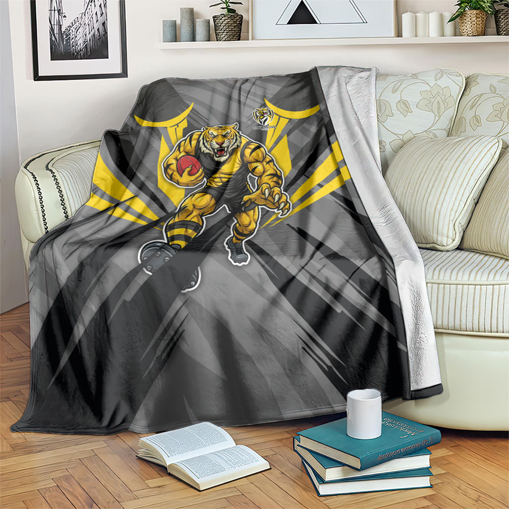 Richmond Tigers Australian Football Blanket Fierce Tiger Mascot - Bold Team Colors