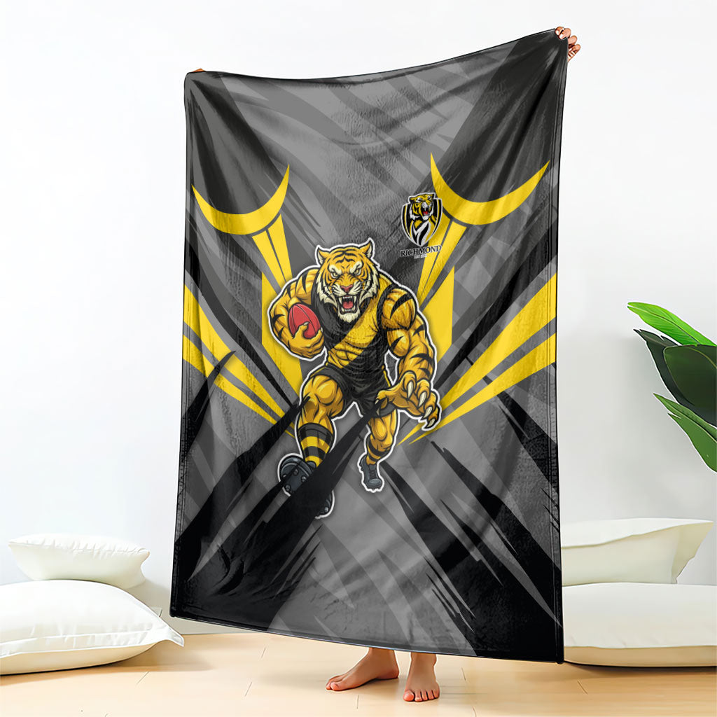 Richmond Tigers Australian Football Blanket Fierce Tiger Mascot - Bold Team Colors