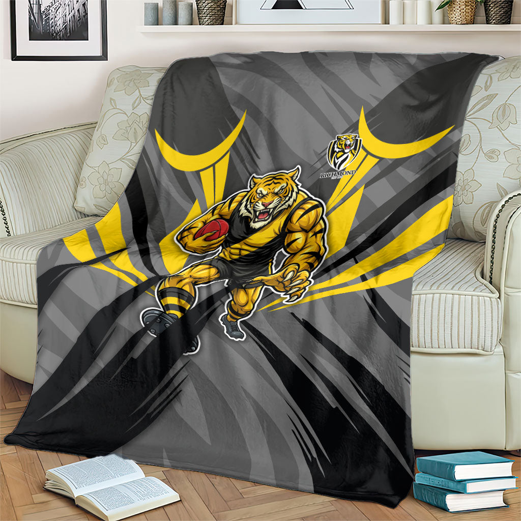 Richmond Tigers Australian Football Blanket Fierce Tiger Mascot - Bold Team Colors
