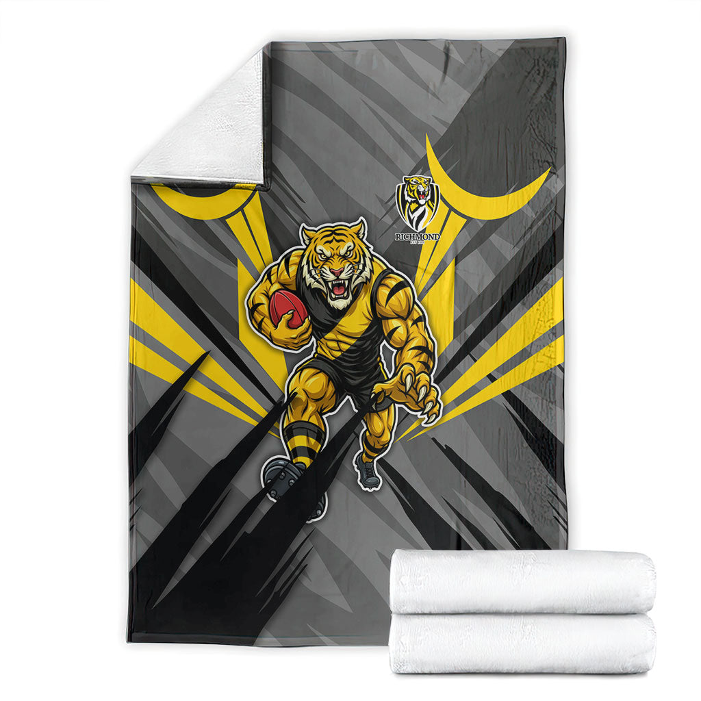 Richmond Tigers Australian Football Blanket Fierce Tiger Mascot - Bold Team Colors