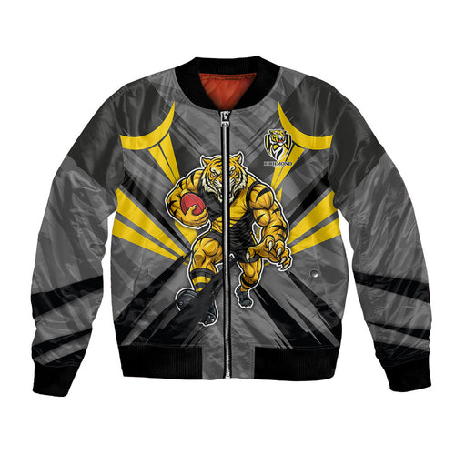 Richmond Tigers Australian Football Bomber Jacket Fierce Tiger Mascot - Bold Team Colors