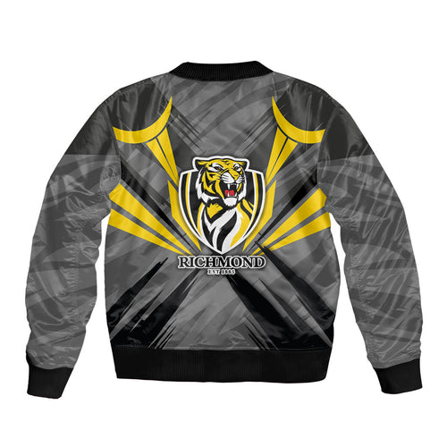 Richmond Tigers Australian Football Bomber Jacket Fierce Tiger Mascot - Bold Team Colors