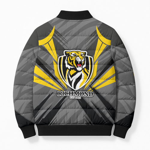 Richmond Tigers Australian Football Bomber Puffer Jacket Fierce Tiger Mascot - Bold Team Colors