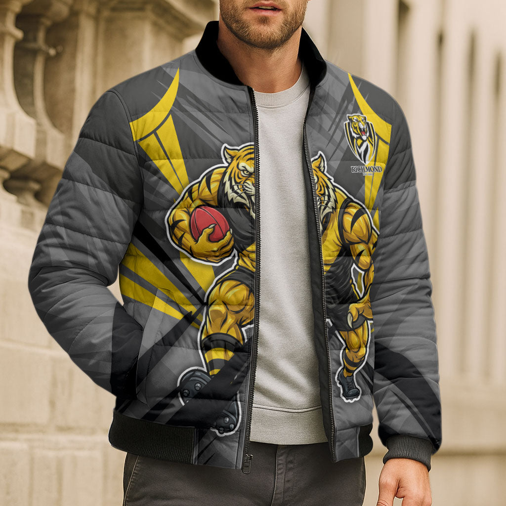 Richmond Tigers Australian Football Bomber Puffer Jacket Fierce Tiger Mascot - Bold Team Colors