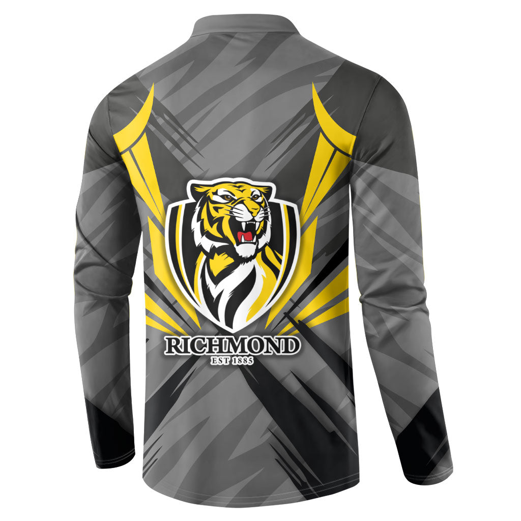 Richmond Tigers Australian Football Button Sweatshirt Fierce Tiger Mascot - Bold Team Colors