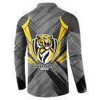 Richmond Tigers Australian Football Button Sweatshirt Fierce Tiger Mascot - Bold Team Colors