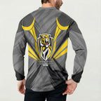 Richmond Tigers Australian Football Button Sweatshirt Fierce Tiger Mascot - Bold Team Colors