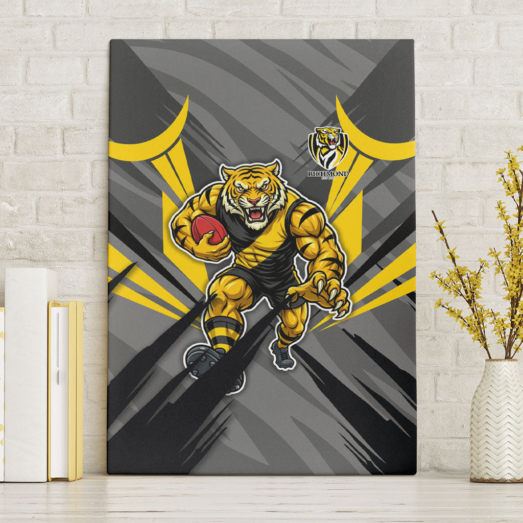 Richmond Tigers Australian Football Canvas Wall Art Fierce Tiger Mascot - Bold Team Colors