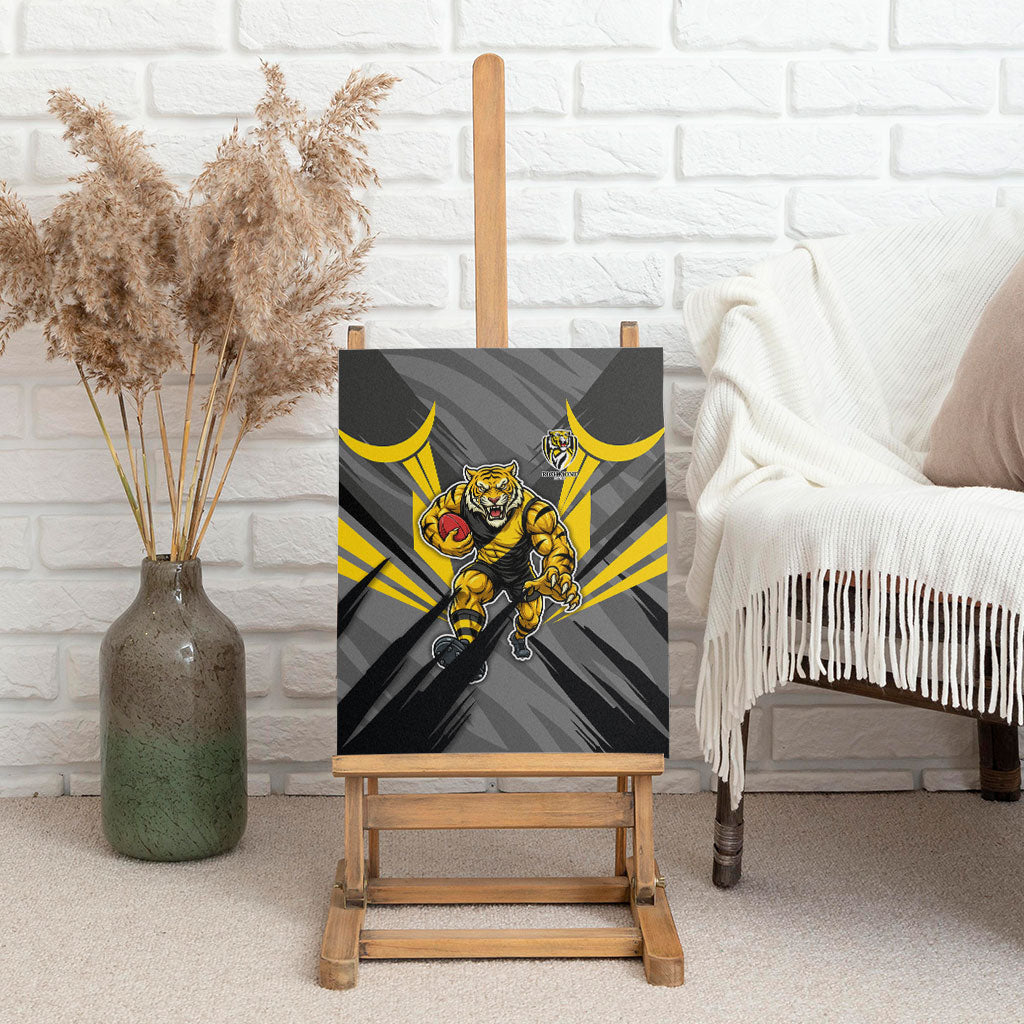 Richmond Tigers Australian Football Canvas Wall Art Fierce Tiger Mascot - Bold Team Colors
